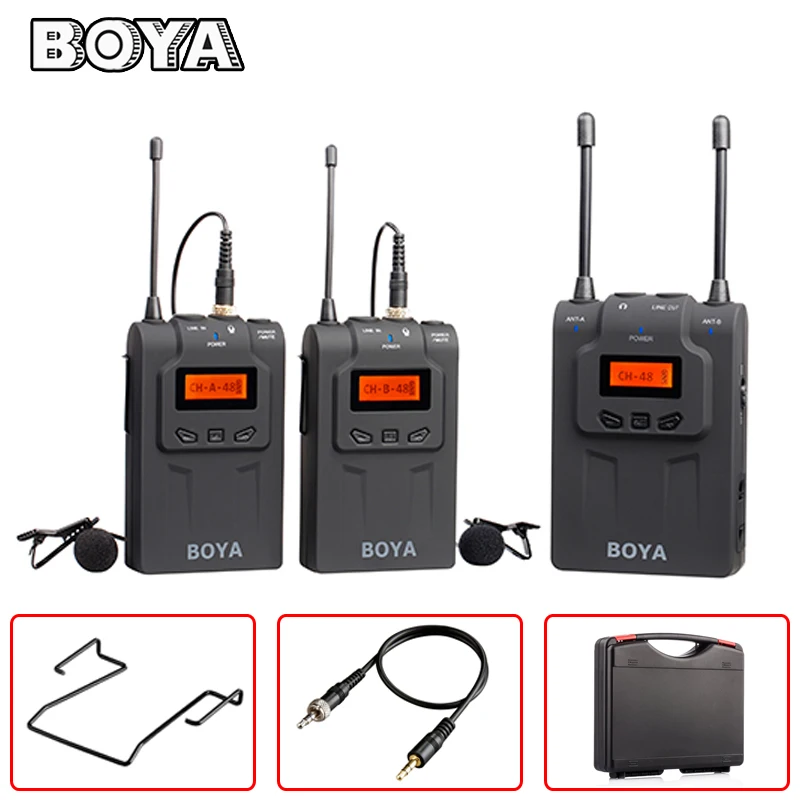 BOYA BY WM8 UHF двойной беспроводной петличный микрофон Systerm Lav интервью Mic 2 Передатчики