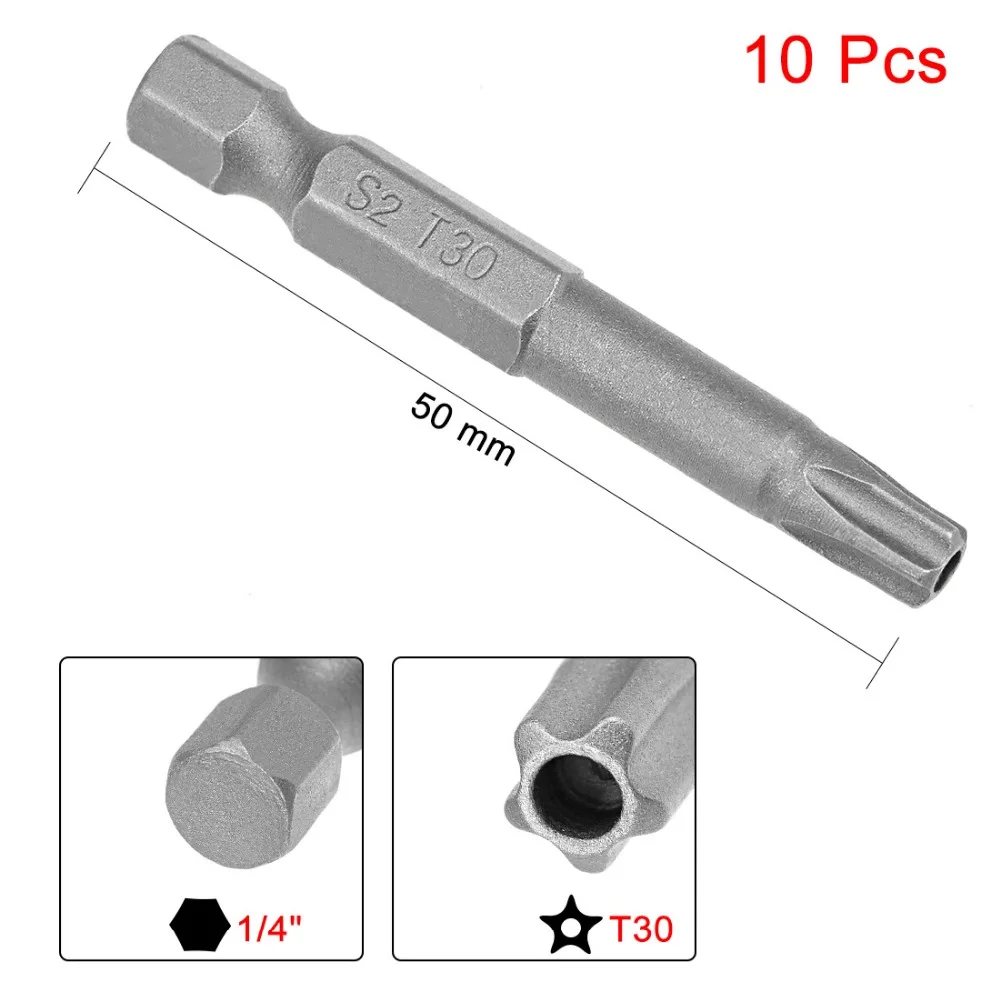 Uxcell 10 шт./лот 50 мм 1/4 &quotшестигранный хвостовик T8 T10 T15 T20 T25 T27 T30 T40 магнитная головка