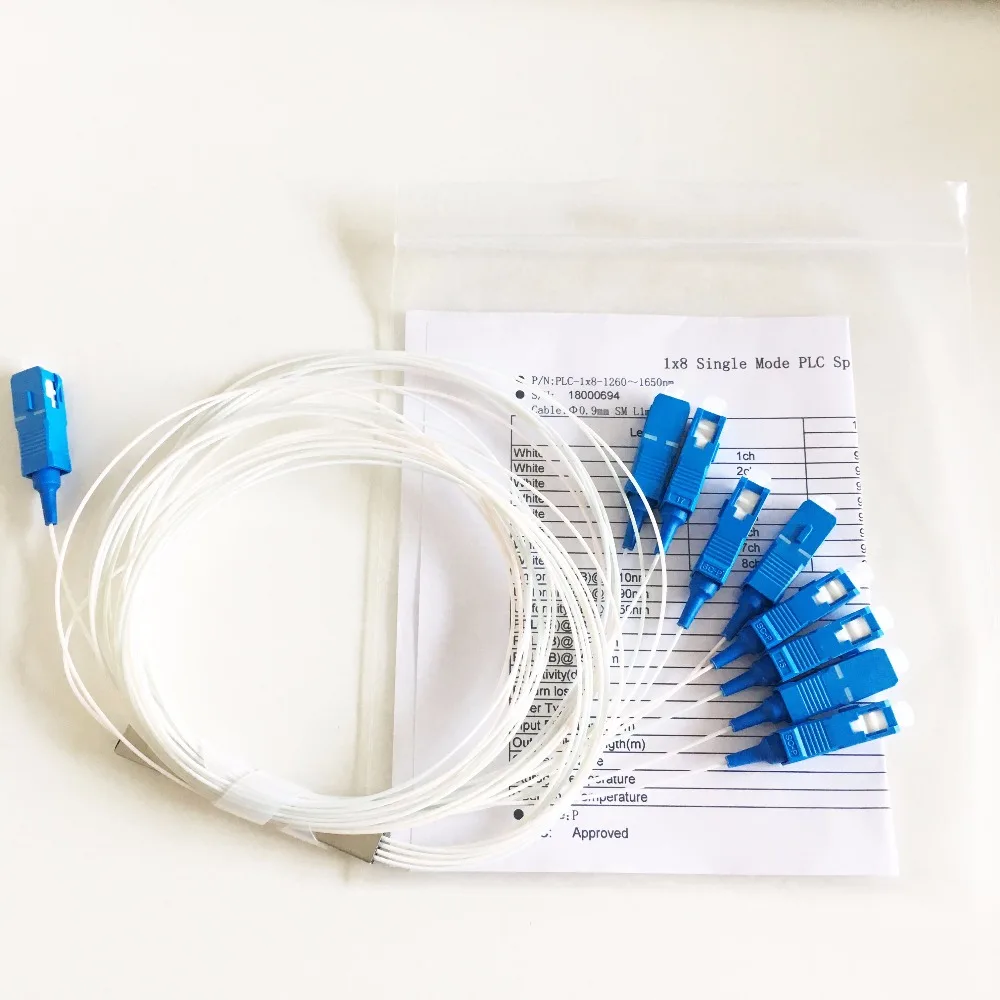 10 шт. SC ПК одномодовый волоконно оптический FTTH 0 9 мм Мини ПЛК Сплиттер 1x8|Детали
