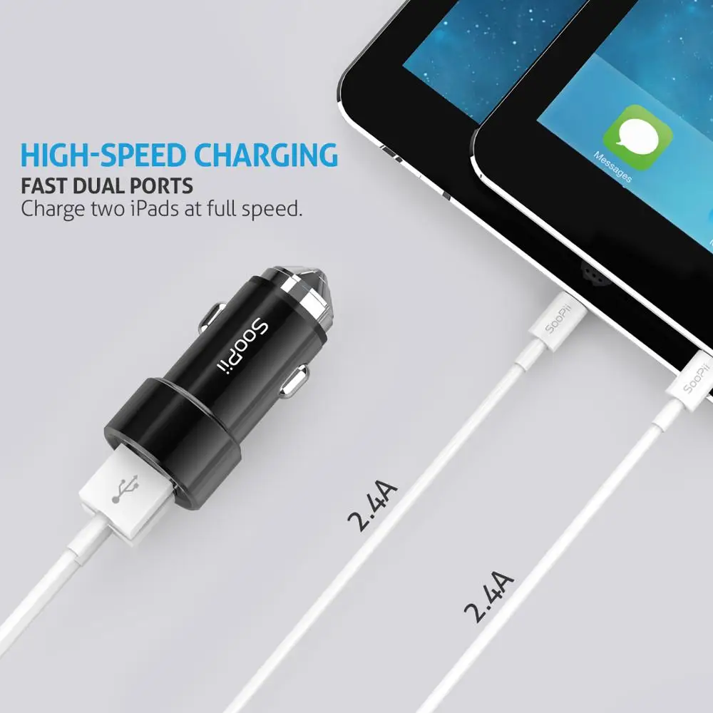 Автомобильное зарядное устройство SooPii с двумя usb портами 4 8 А Максимальная