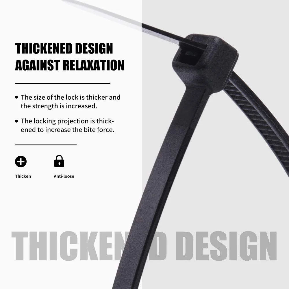 

ZHEJIN (100pcs) ZJ-8*300MM (12"X120lbs) Black Nylon Plastic Zip Wrap Cable Loop Ties Wire(width:7.6mm)