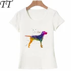 Венгерская Wirehaired Vizsla в акварели, новая футболка женская летняя футболка, повседневные топы, новинка, футболка с изображением собаки, для девочек, с коротким рукавом