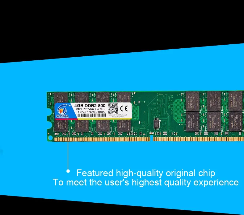 VEINEDA оперативная память 4 г DDR2 800/667 4 Гб оперативная память memoria Рабочий стол для Inter, amd mobo совместимая оперативная память ddr2 pc2-6400 533 МГц