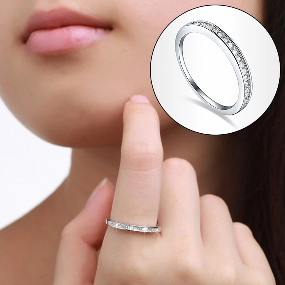 Fashion Women's Jewelry White Zircon Inlay Wedding Band Engagement Ring Gift | Украшения и аксессуары