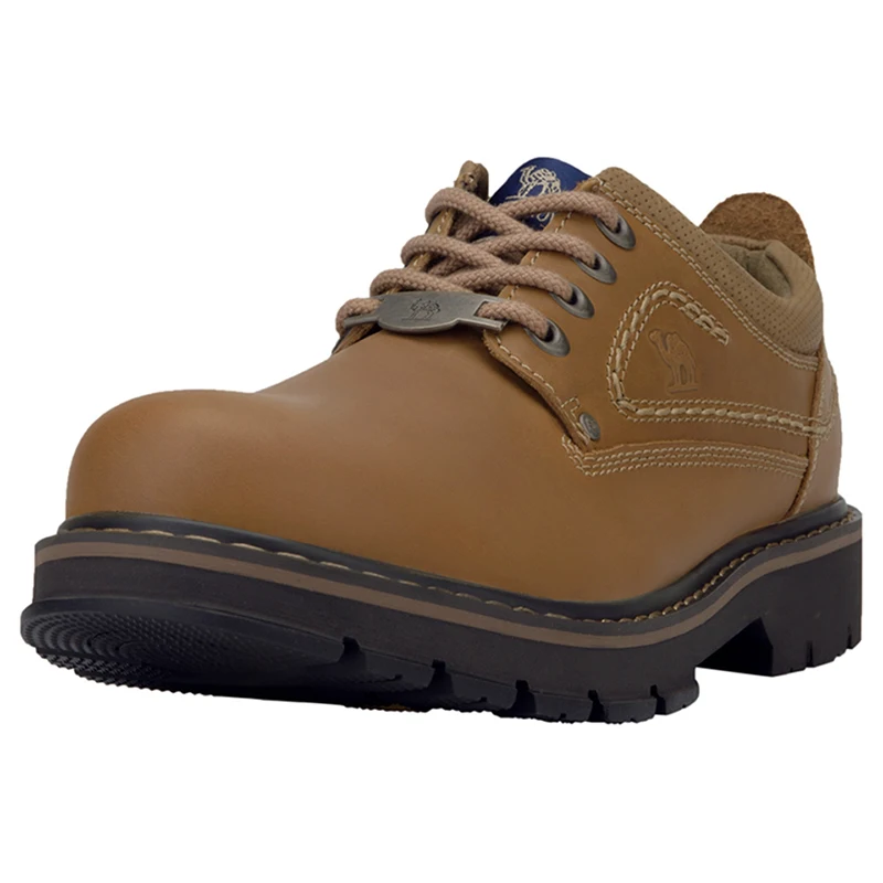 K832350160TH CAMEL/Мужская обувь из натуральной кожи; Повседневная износостойкая кожаная Нескользящая Рабочая обувь с прошивкой; модная Уличная обувь - Цвет: K832350160TH