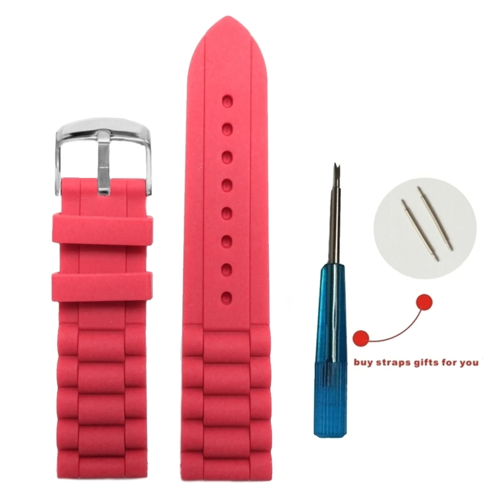 

24mm Hot Sell Pink Silicone Jelly Rubber Ladies Watch Band Straps WB1002K24JB