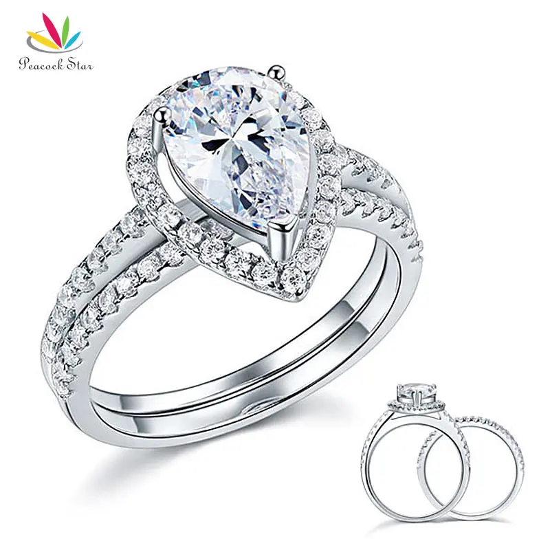 Женское кольцо из серебра 925 пробы с павлиньими звездами|engagement ring set|ring setengagement |
