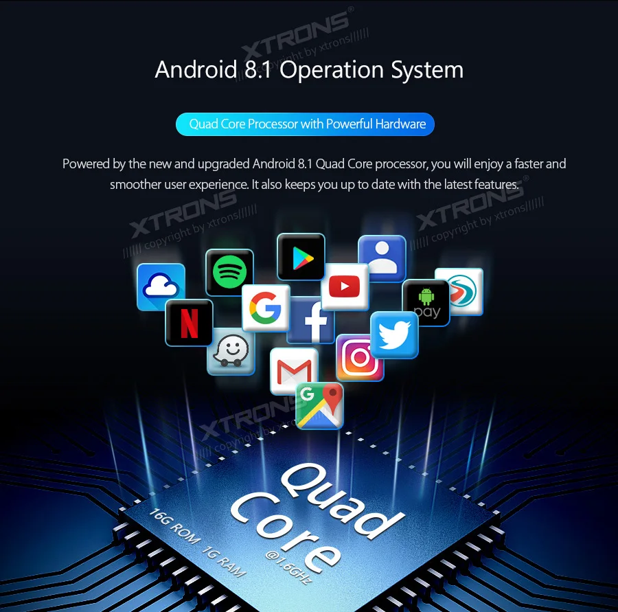 XTRONS 7 &quotAndroid 8 1 четырехъядерный 16 Гб ROM автомобильный мультимедийный DVD плеер для