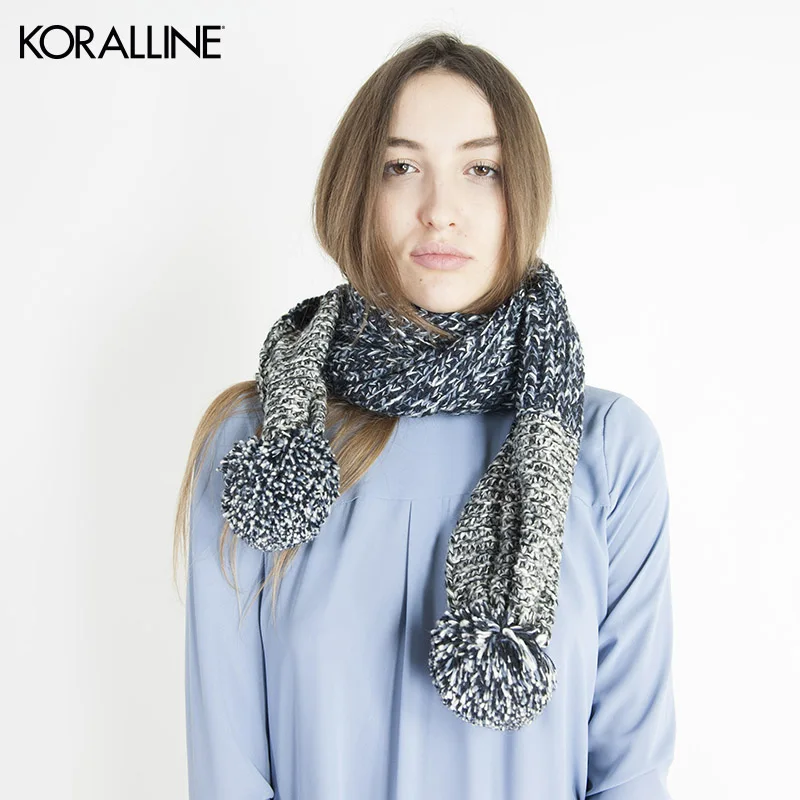 Koralline Pon pon женский шарф вязаный итальянский дизайн классический современный