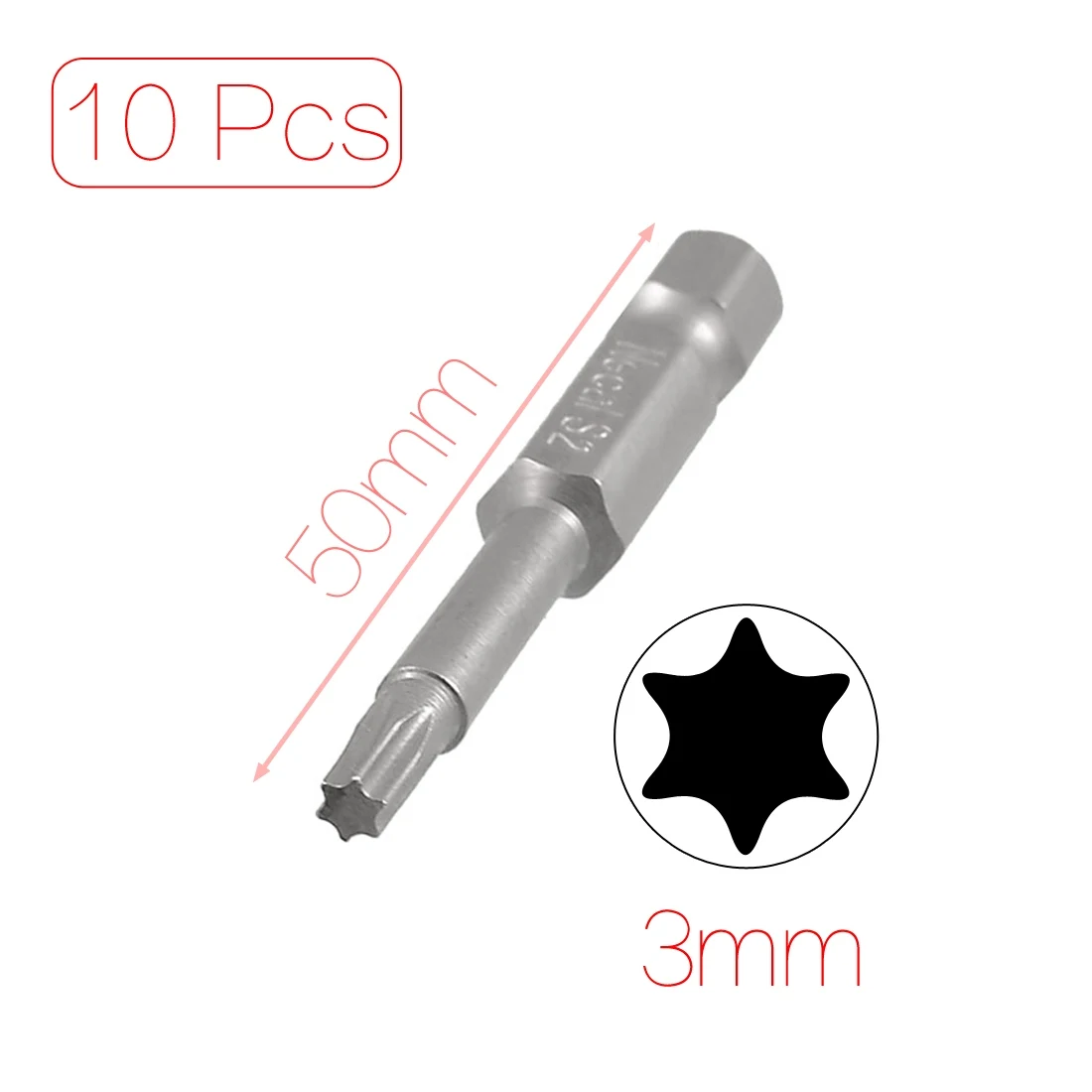 

uxcell 10Pcs 1/4" Hex Shank 4.5mm Round Shank 3mm Bit T15 Magnetic Torx Screwdriver Bits 50mm Length