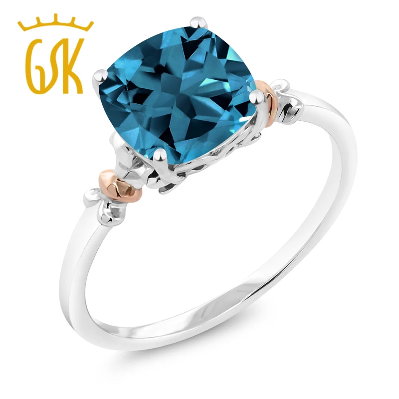 Женское кольцо GemStoneKing из серебра 925 пробы с натуральным синим топазом 2 74 карат