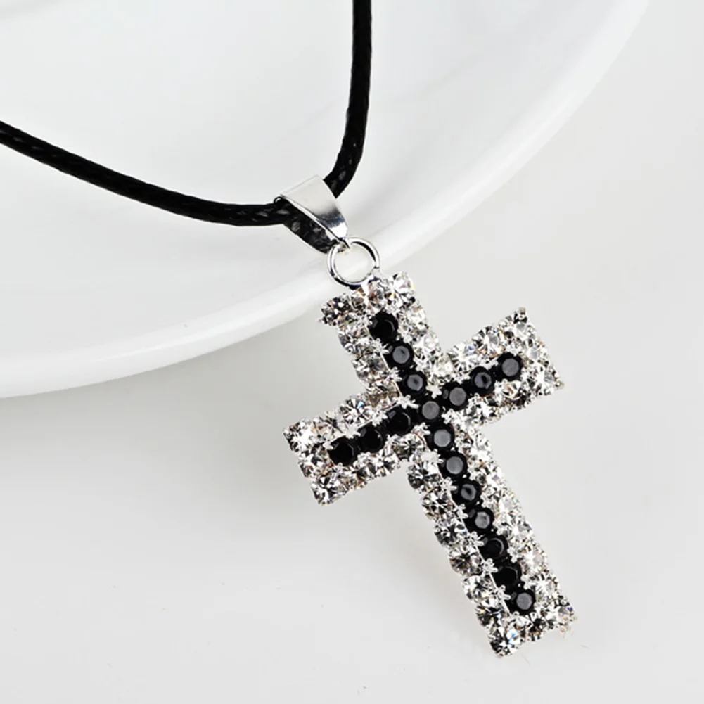 2017 new unisex Gift rhinestone Cross Pendant Necklaces Statement for Women Jewelry Jesus church Christian God gift | Украшения и