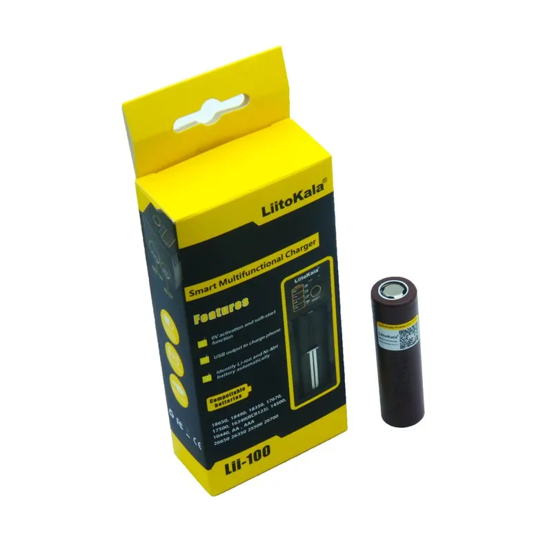 LiitoKala Carregador de Bateria + коннектор 3500 мАч Lii 100 13A Descarga INR18650 35E Para Samsun 18650|Перезаряжаемые