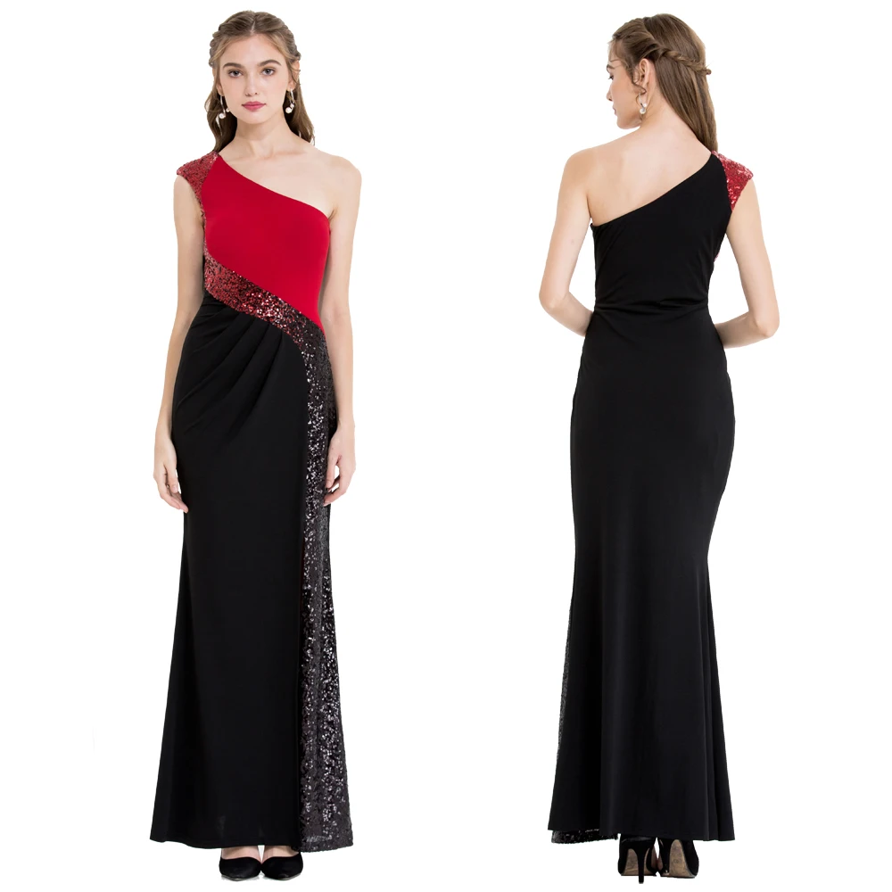 Женское вечернее платье с одним плечом Angel fashions длинное плиссированное