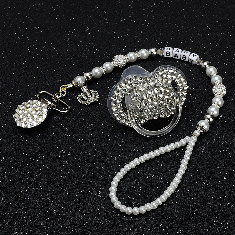 

MIYOCAR Personalised -Any name Bling bling hand made pacifier clips/soother chain holder Dummy clip/Teethers clip