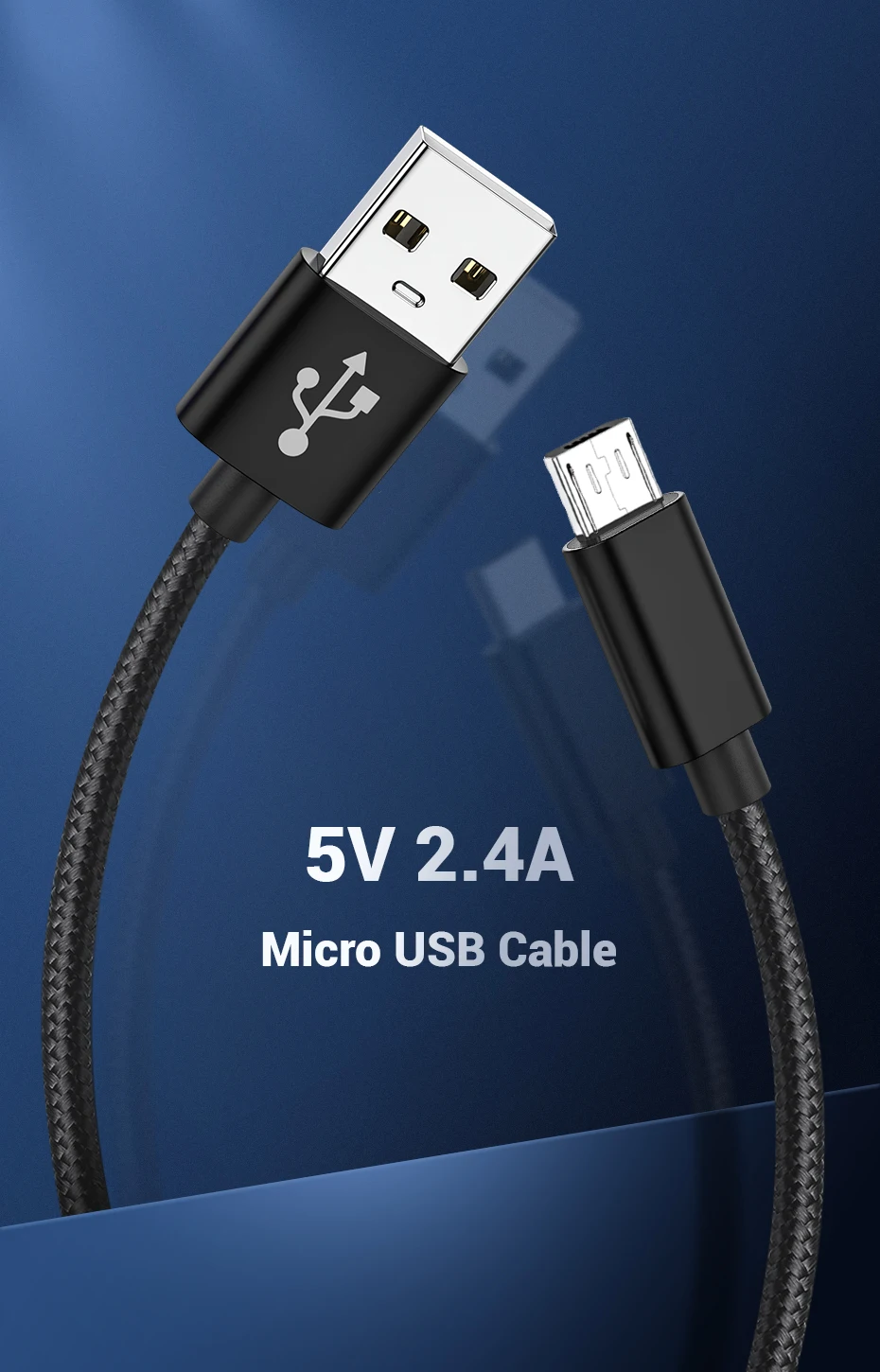 TOPK Micro USB кабель 2.4A нейлон Быстрая зарядка USB зарядка кабель для передачи данных для Android samsung Xiaomi Microusb зарядное устройство Шнур для телефона