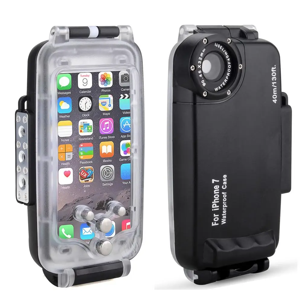 Meikon EasyDive 40 м/130 футов Водонепроницаемый подводный чехол для iPhone 7 черный Водонепроницаемый подводный чехол для iPhone 7