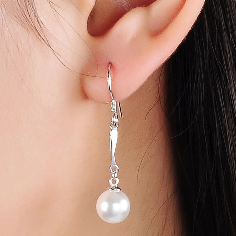 Модные пресноводный жемчуг капля круглые картины серебряные серьги для женщин