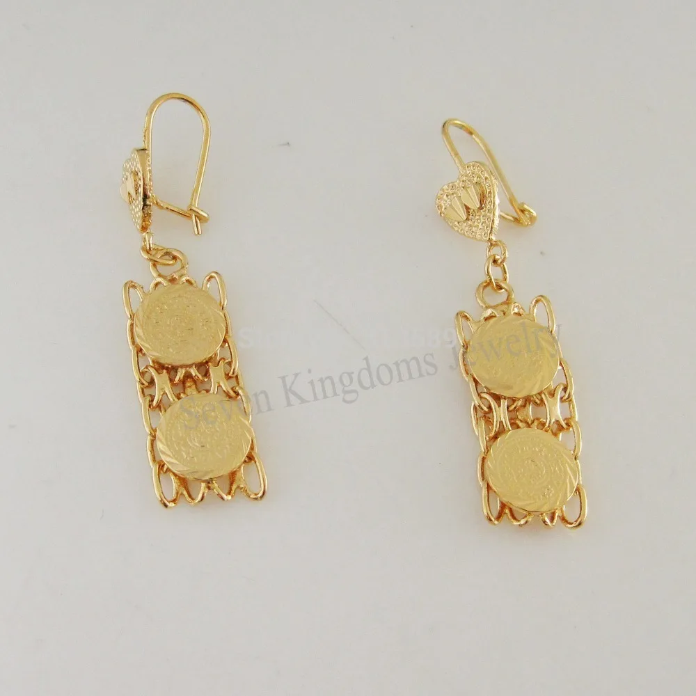 Новый желтый золотистый GP мусульманский знак денег серьги браслет ожерелье