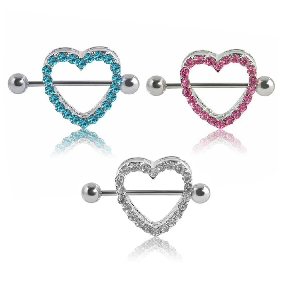 2 шт./лот Панк Циркон Сердце Пирсинг Сосков Другие Стили Сексуальные Соски Кольца