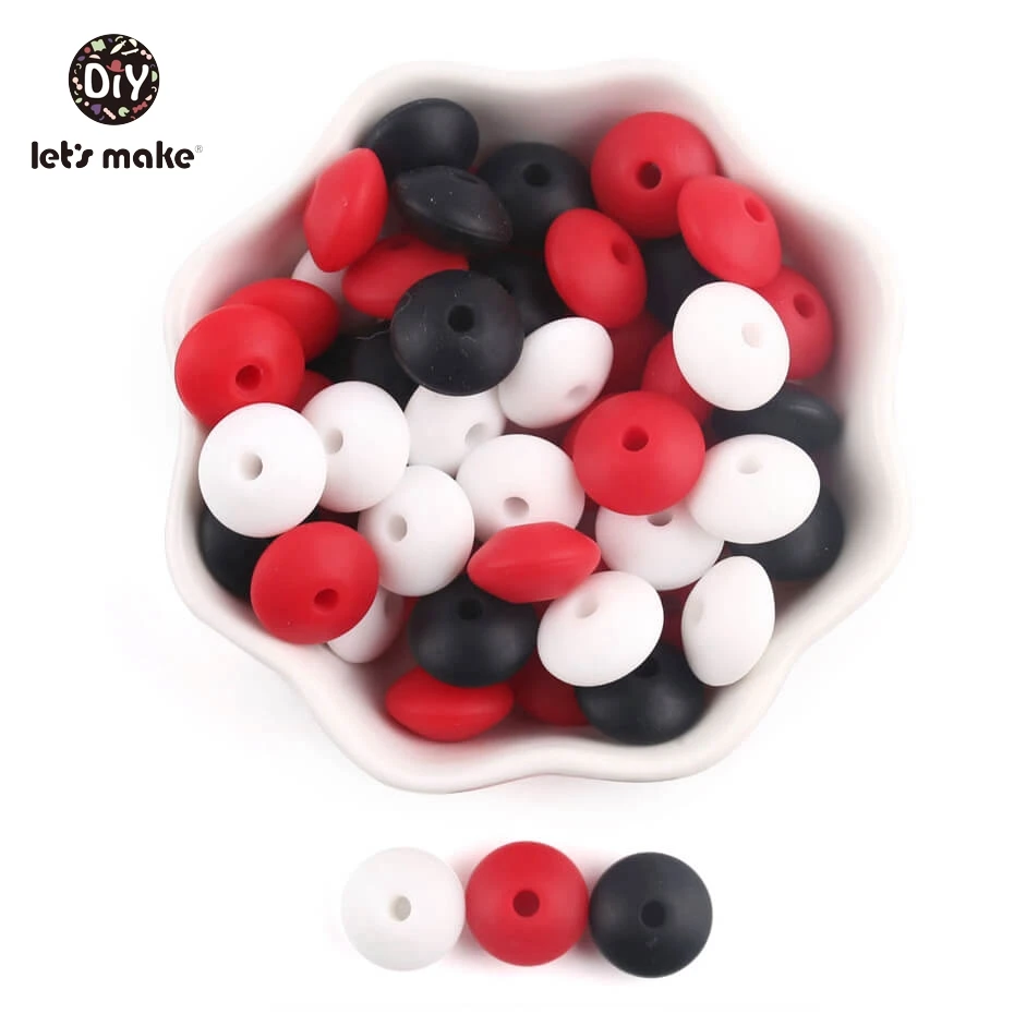 red set Чечевица силиконовый Прорезыватель 12 мм 40 шт Силиконовые Бусины DIY бусины-прорезыватели ожерелье для кормления пищевые силиконовые счеты бусины давайте сделаем - Цвет: red set