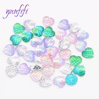heart shape fish scale flat resin drill patch mermaid heart plating ab color rhinestones