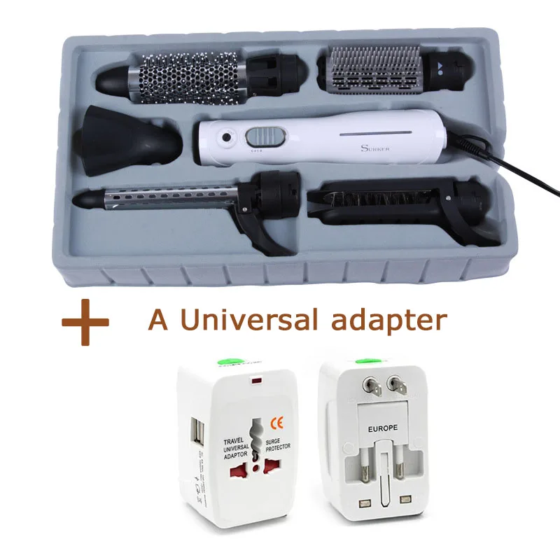 110 V/220 V двойной Напряжение 5 в 1 инструмент для укладки волос, Керамический выпрямитель для, вольюмайзер, бигуди и выпрямитель для волос гребень Международный туристический