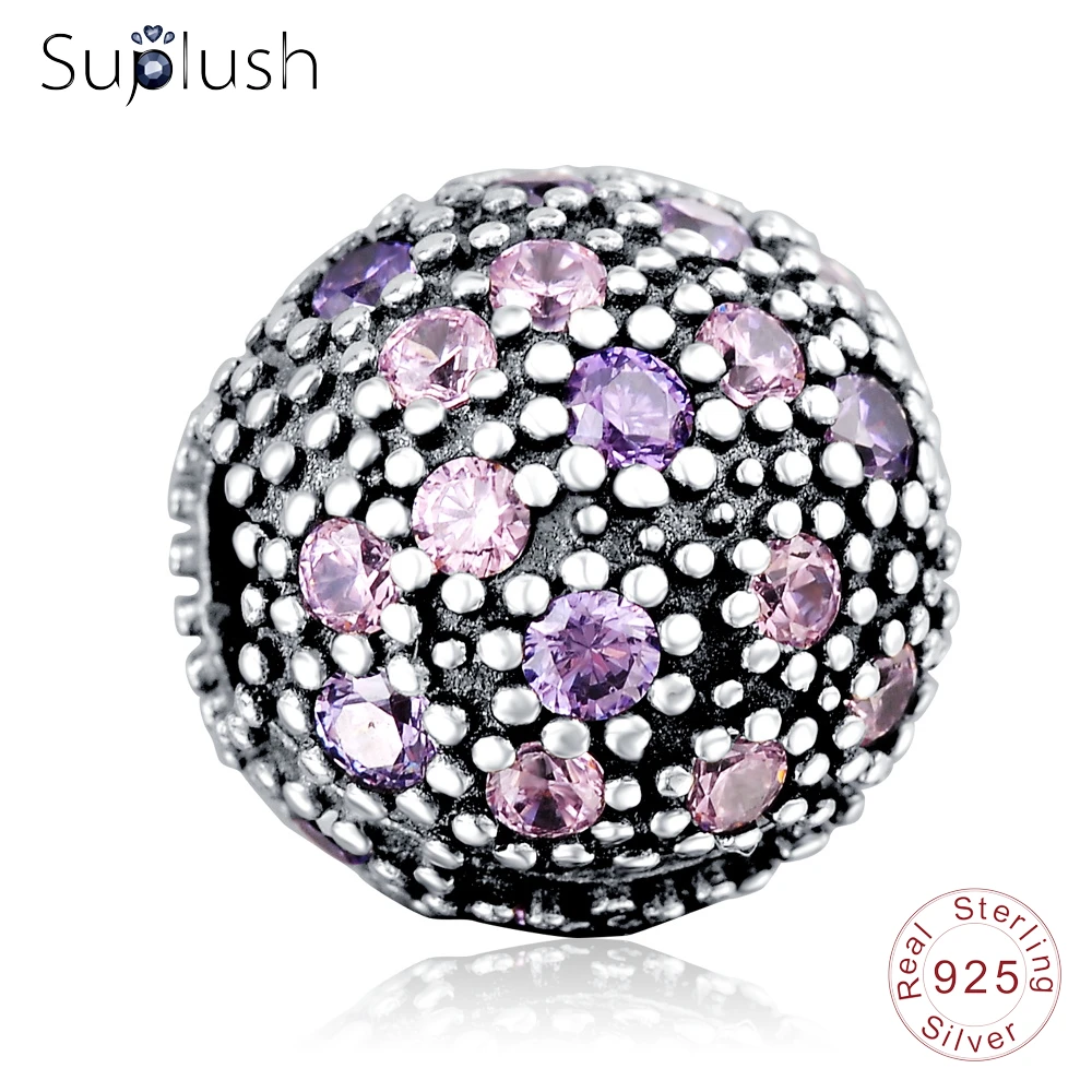 Suplush античное серебро 925 пробы космические звезды фиолетовый CZ фиксированный