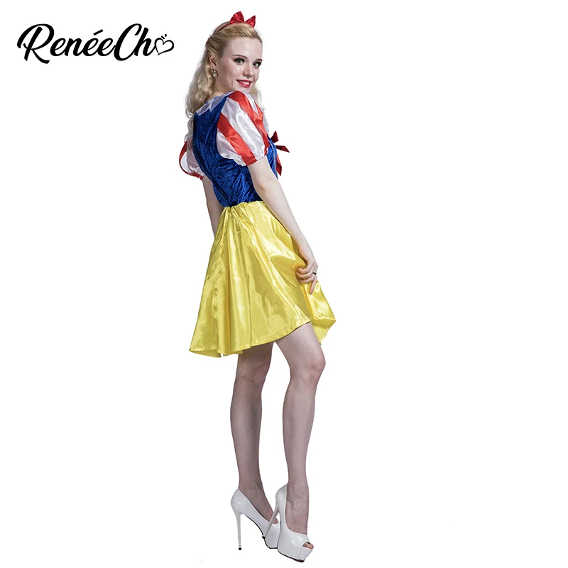 Beauty Dress For Halloween Costume Classic Snow White Women lady carnival costume adult dress and headband set cosplay |