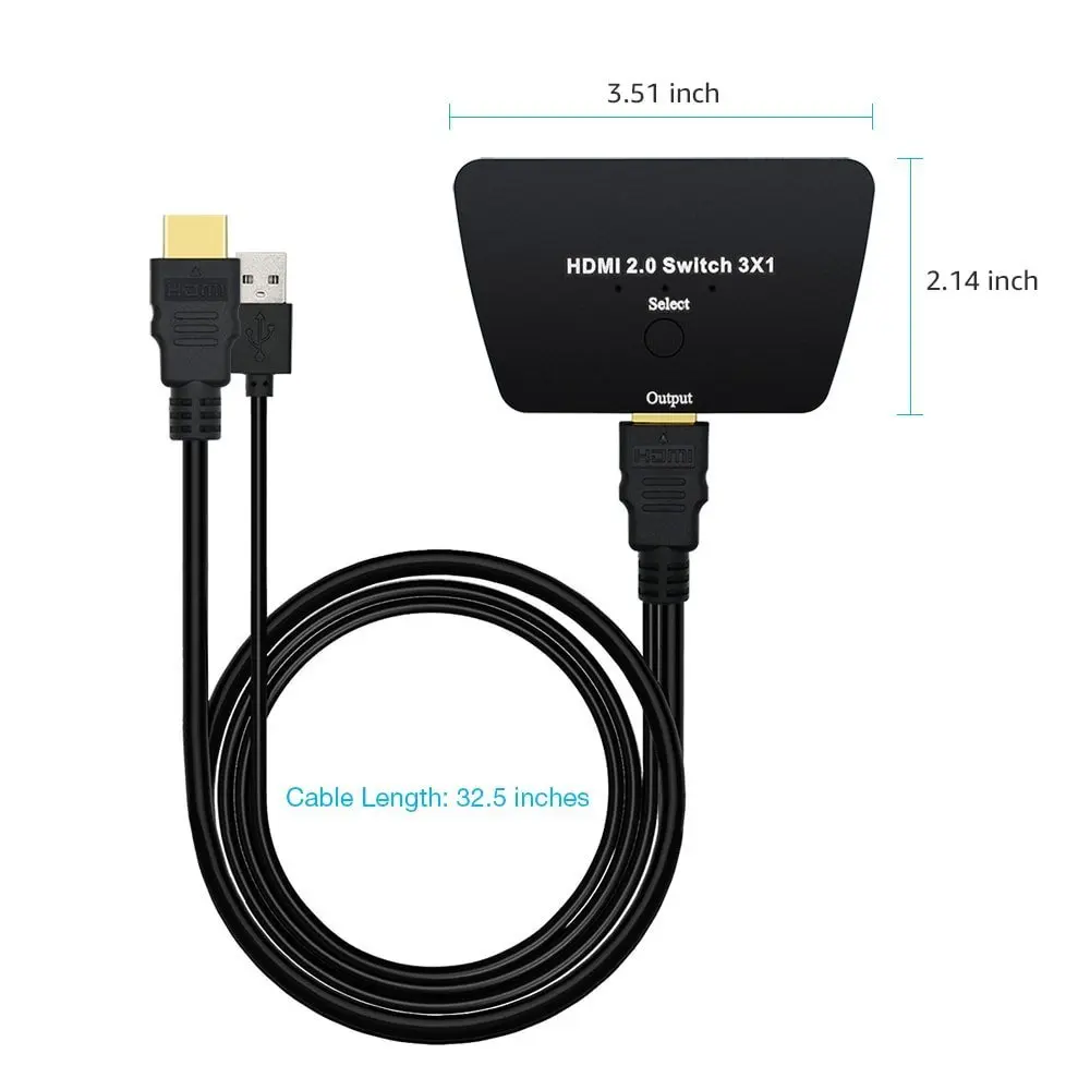 HDMI 2 0 переключатель 3X1 18 Гбит/с 3 порта селектор 4K x 2K коробка с высоким разрешением