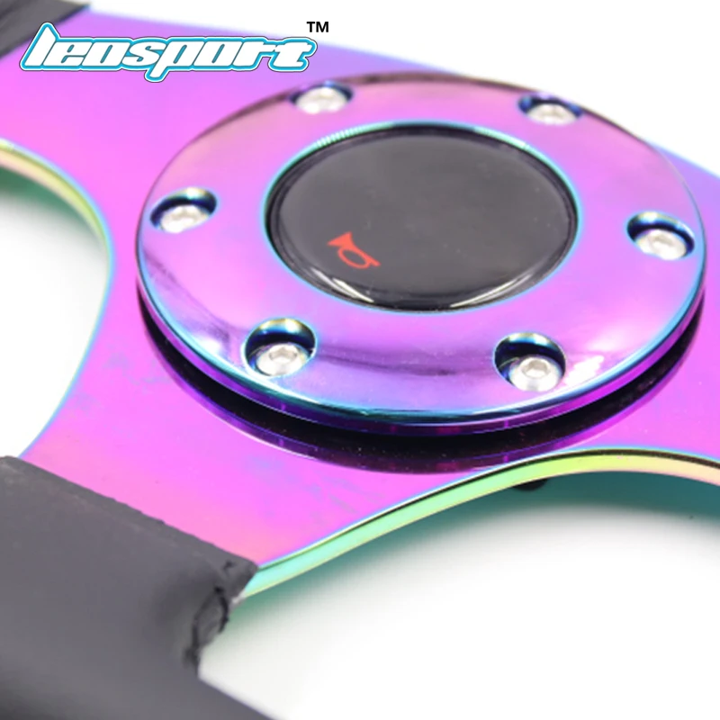 13 дюймов для OMP стиль Neochrome каркас кожи руль плоским Кукуруза Дрифтинг кожаный руль с слова на рамка