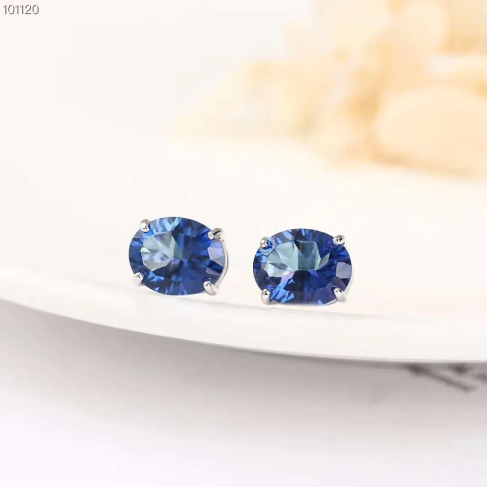 Ladies Natural Blue Topaz Rings Stone Earrings 925 Sterling Silver 2018 New Jewelry Light Luxury Simple Wedding Gift | Украшения и
