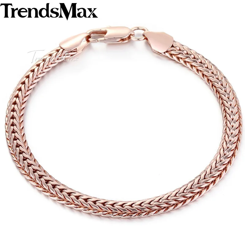 Браслет из розового золота 585 пробы 6 мм 8 дюймов|bracelets for|men braceletbracelets for women |