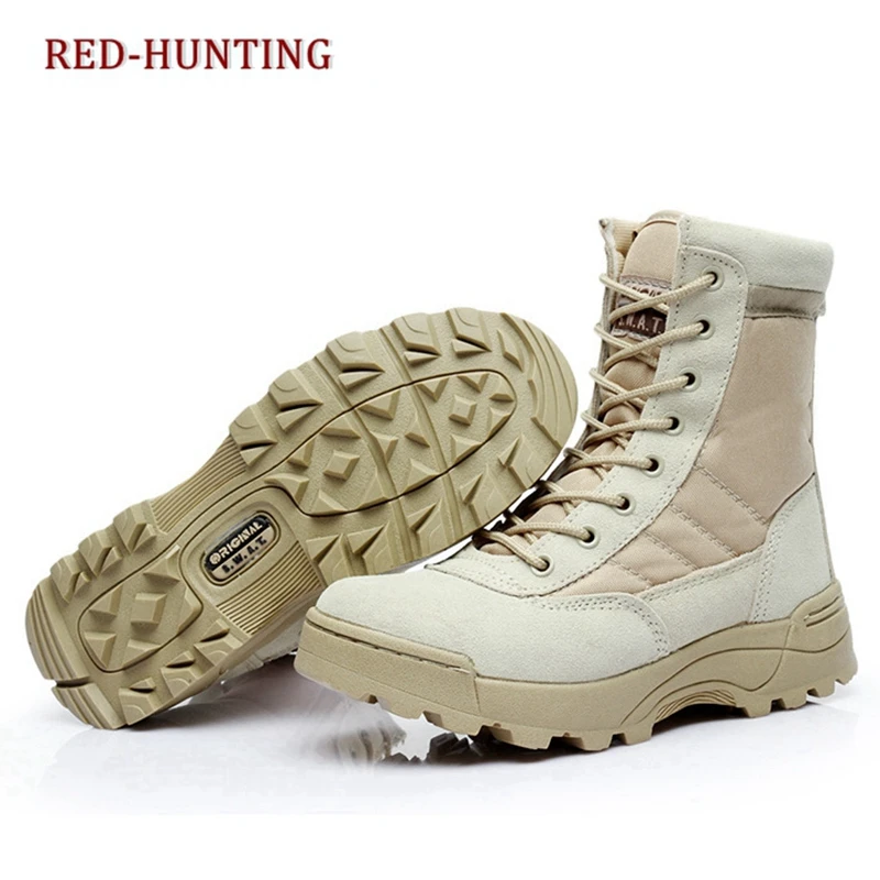 Мужские парусиновые кожаные ботинки, военные тактические армейские боевые ботинки, теплая уличная походная обувь от AliExpress WW