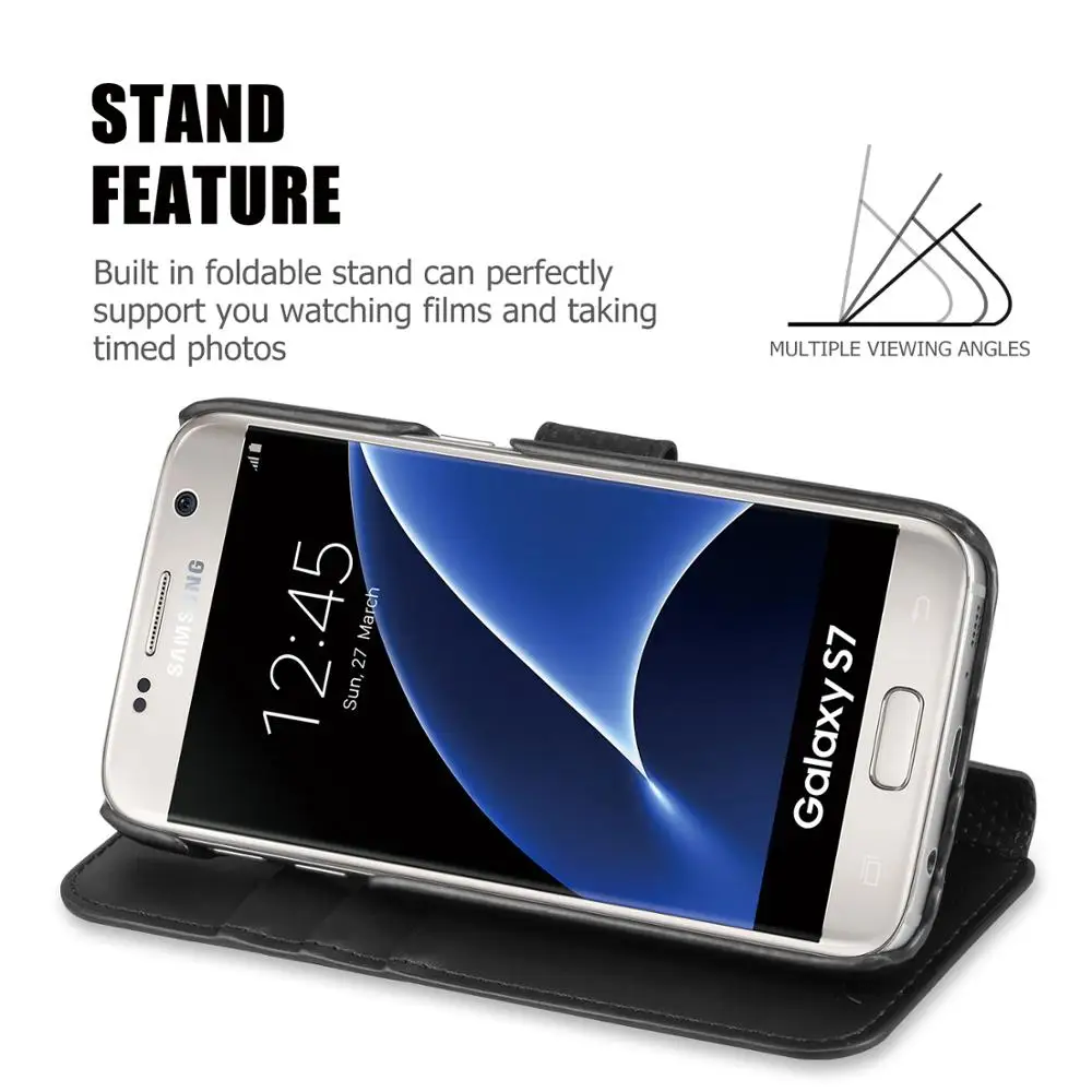 Tuch чехол-кошелек для Galaxy S7, ремешок на запястье, флип-чехол-книжка с подставкой из искусственной кожи с карманами для ID и кредитных карт, чехол для Galaxy S7