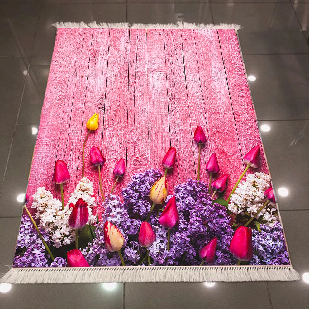 Еще розовый деревянный тюльпан розы фиолетовый цветок 3d узор принт из микрофибры