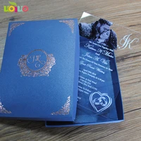 10pcs newest hot sell elegant laser cut wedding invitation card with wedding box