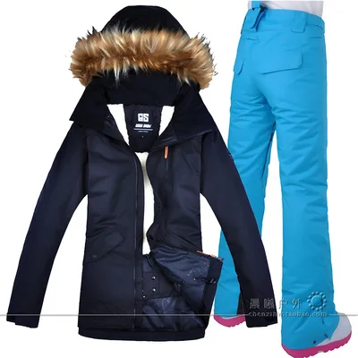 Color 6 GSOU, женский лыжный костюм, куртка для сноуборда, штаны, зимняя одежда, брюки, уличная спортивная одежда, женский супер теплый плотный костюм - Цвет: Color 6