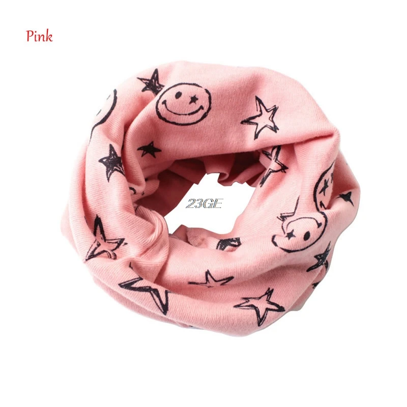 Pink Зимний теплый шарф со звездами для маленьких мальчиков и девочек, детские шарфы с круглым вырезом, MAR25_17 - Цвет: Pink