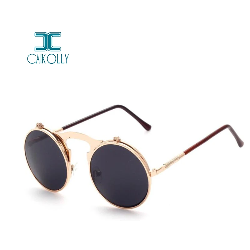 Винтажные круглые солнцезащитные очки в стиле панк из металла OCULOS de sol wo Для