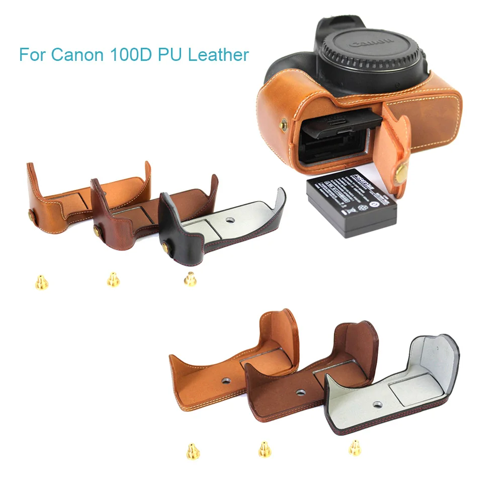 Новый чехол из искусственной кожи для Canon EOS 100D защитный камеры сумки с батарейным