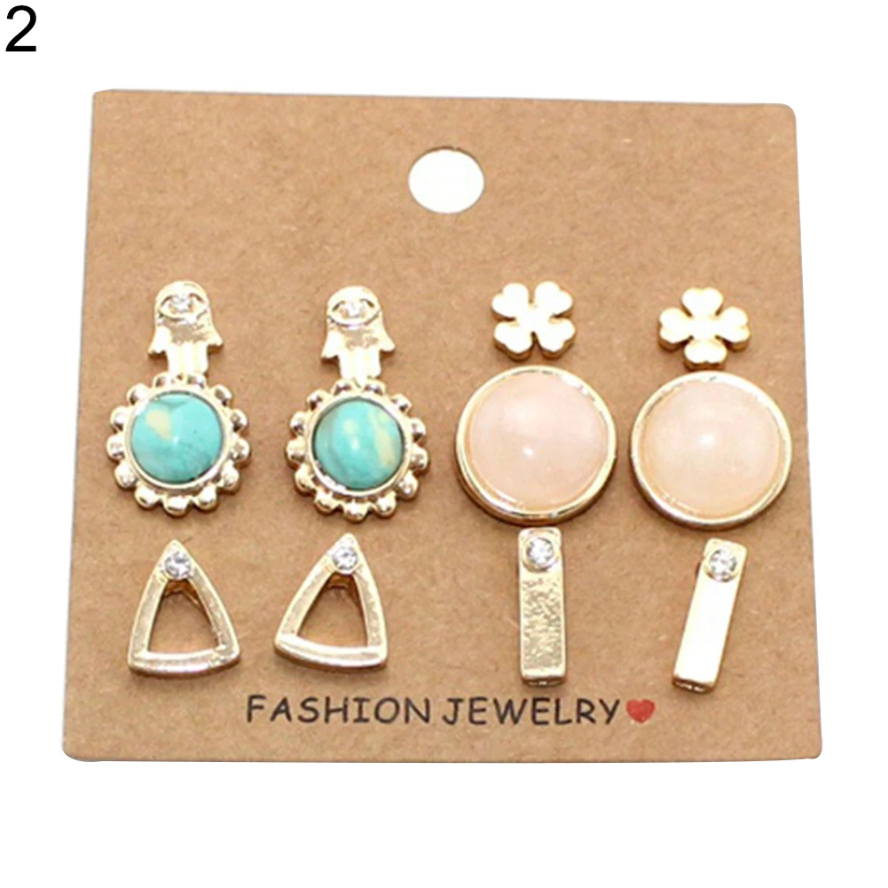 6 пар/компл. ладони цветок мини Серьги гвоздики Для женщин Мода ювелирных изделий