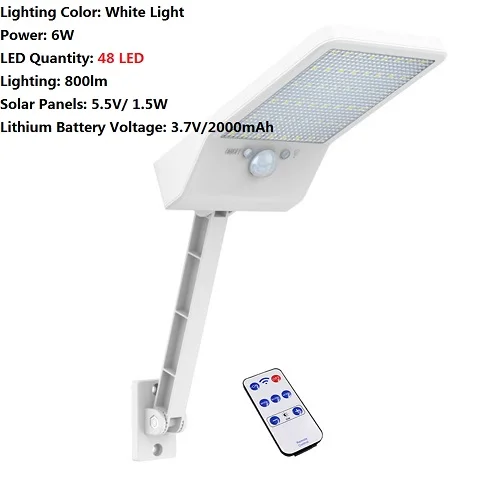 48 led WH 28LM светильник движения PIR Сенсор 56/48LED солнечной движения Сенсор настенный светильник Открытый уличный фонарь w/Дистанционное Управление Водонепроницаемый светильник - Испускаемый цвет: 48 led WH