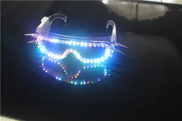 Colorful LED glasses 6 цветов мигающий светодиодный светящиеся очки светодиодный очки заклепки панк очки лазерные очки для рождественских Вечерние - Цвет: Colorful LED glasses