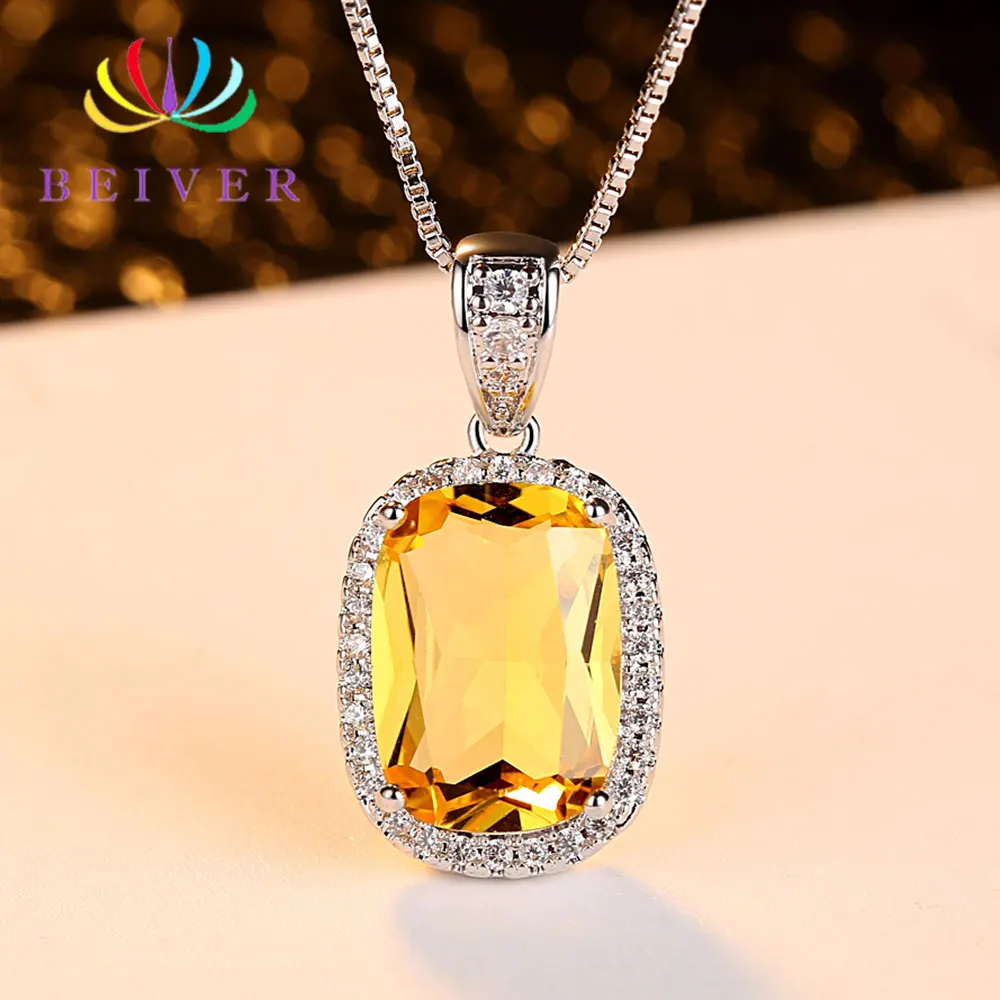 

2019 New Arrivals Champagne Rectangle Crystal Necklace for Women White Gold Color Wedding Bands Jewelry N324W-X