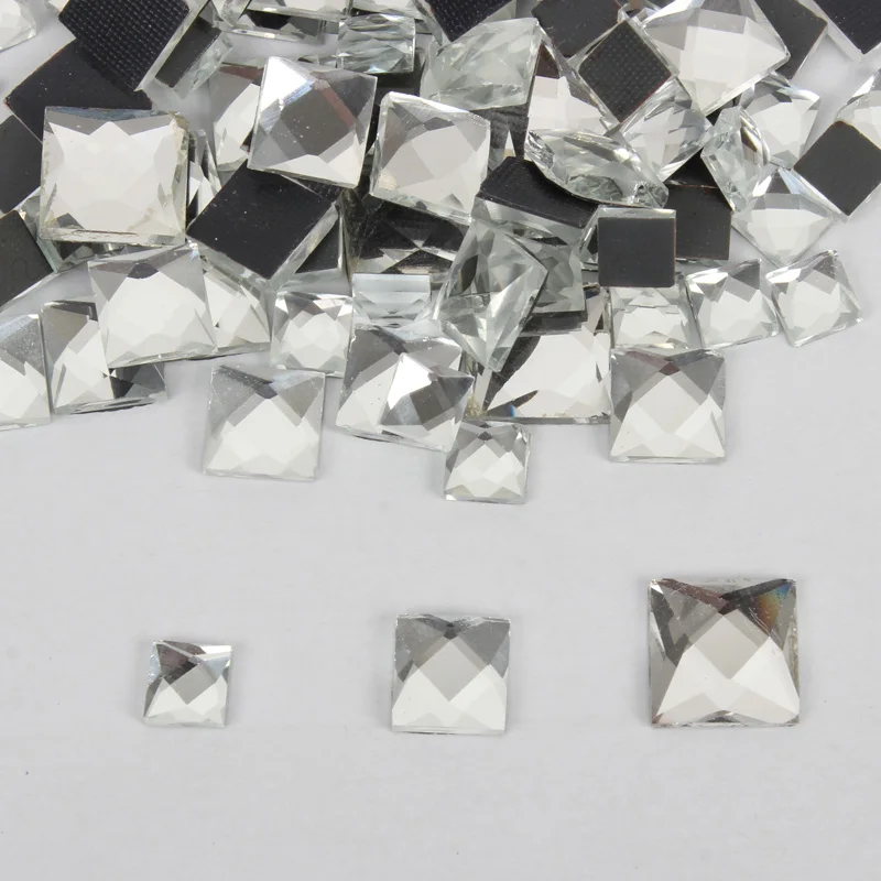 Square Hotfix Rhinestone Crystal 200pcs/lot Mix size 6/8/10MM Glass Stone for Bags shoes Garment free shipping | Дом и сад