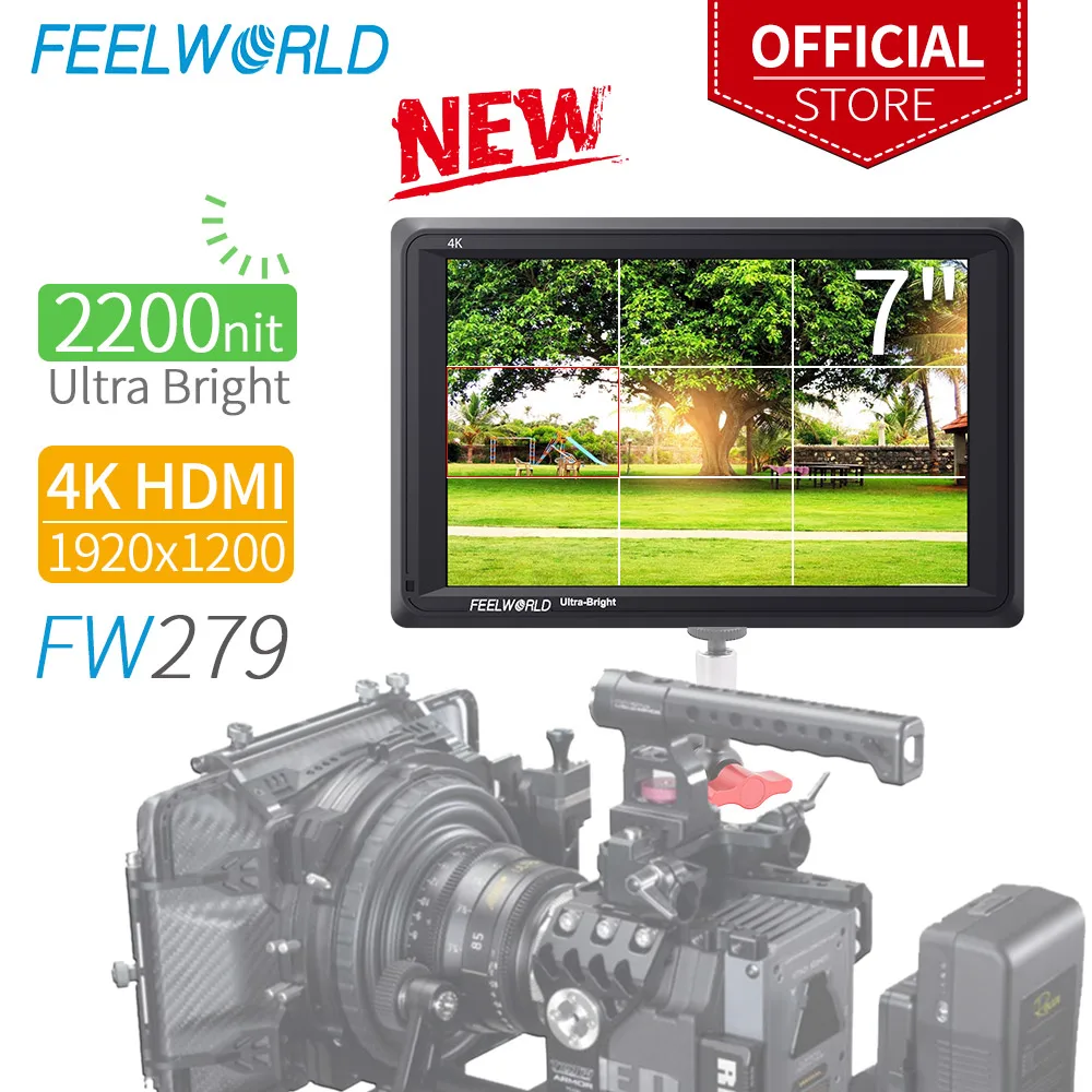 

7-дюймовый ультра яркий 2200nit монитор FEELWORLD FW279 для камеры полевой DSLR-камеры Full HD 1920x1200 4K HDMI вход выход высокая яркость