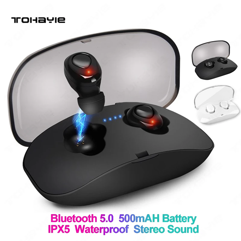 TWS Bluetooth 5 0 Беспроводные наушники Handsfree спортивные для мобильного телефона с