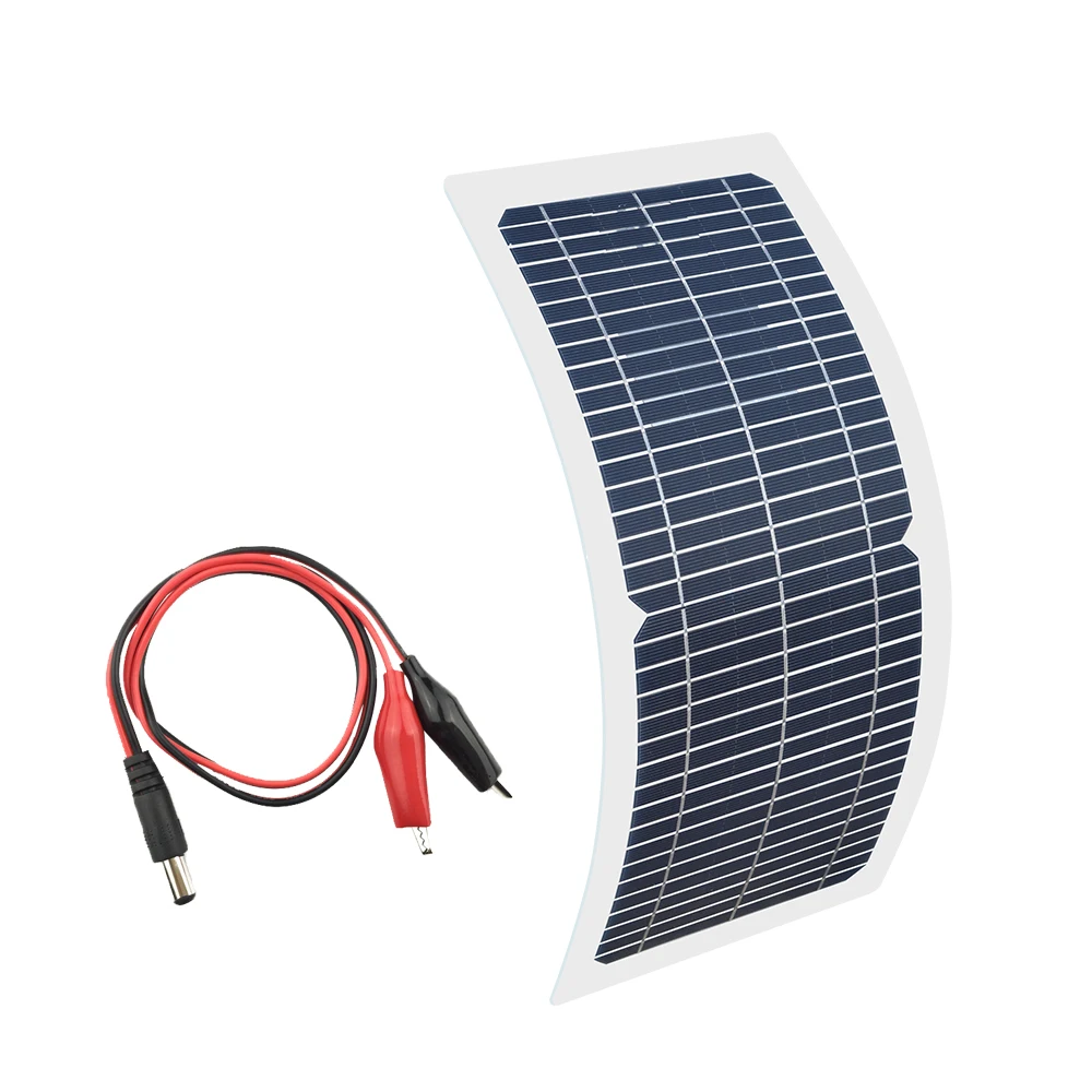 panel solar 18V 10w kit Transparent semi flexible solar charger Monocrystalline cell DIY module outdoor connector DC 12v