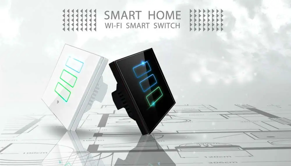 Wallpad черный ЕС Великобритания 110 ~ 220 В 2 4 ГГц Wifi IOS Android приложение WIFI занавес Moter